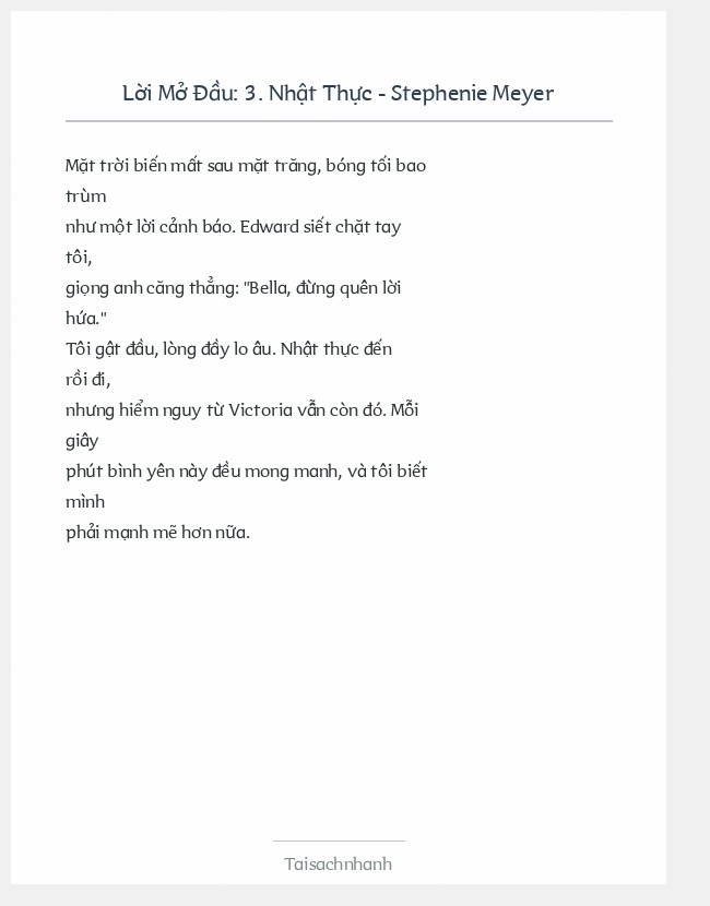 Trích đoạn 3. Nhật Thực - Stephenie Meyer