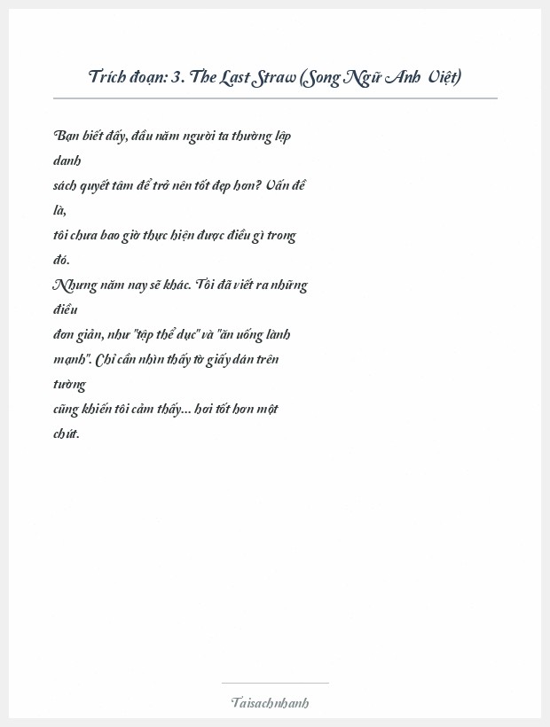 Trích đoạn 3. The Last Straw (Song Ngữ Anh Việt)