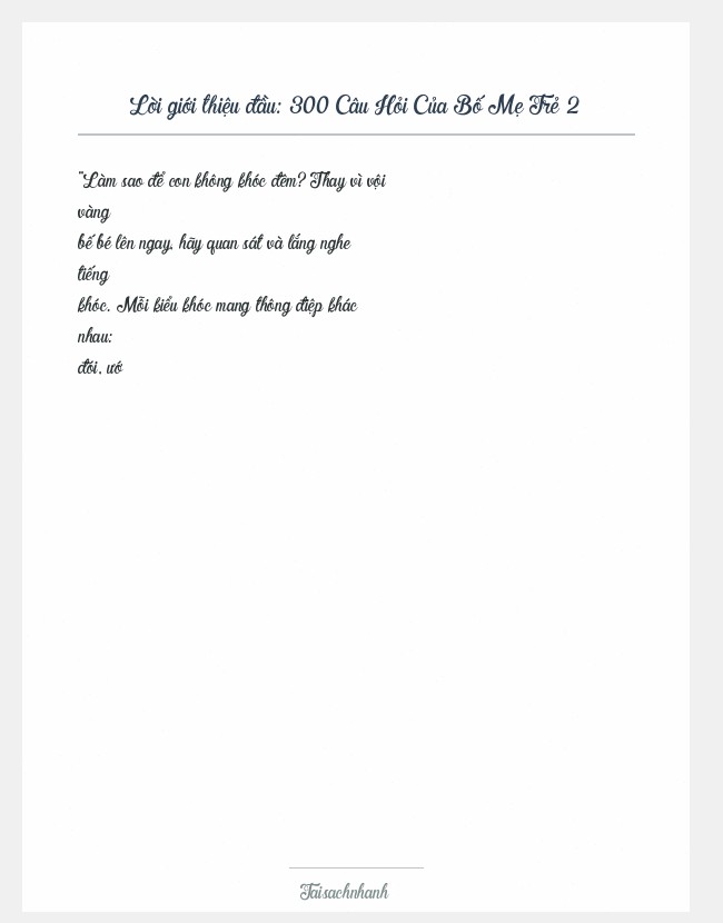 Trích đoạn 300 Câu Hỏi Của Bố Mẹ Trẻ 2