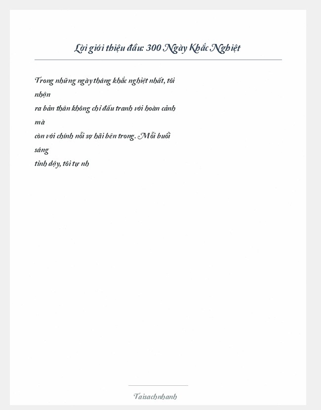 Trích đoạn 300 Ngày Khắc Nghiệt