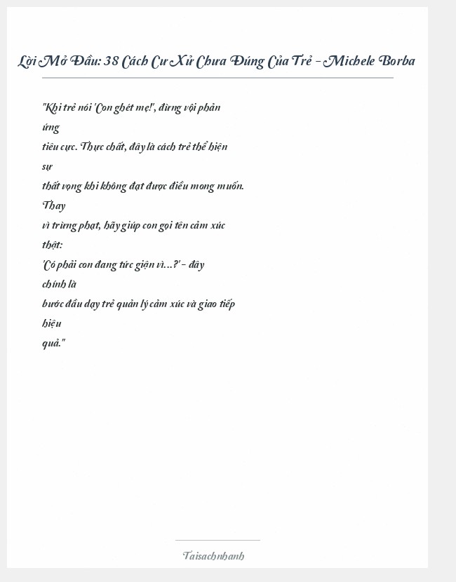 Trích đoạn 38 Cách Cư Xử Chưa Đúng Của Trẻ - Michele Borba