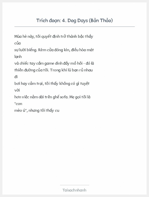 Trích đoạn 4. Dog Days (Bản Thảo)