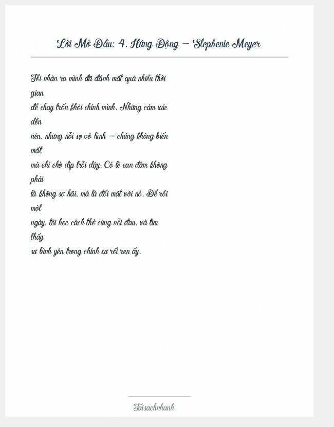 Trích đoạn 4. Hứng Động - Stephenie Meyer