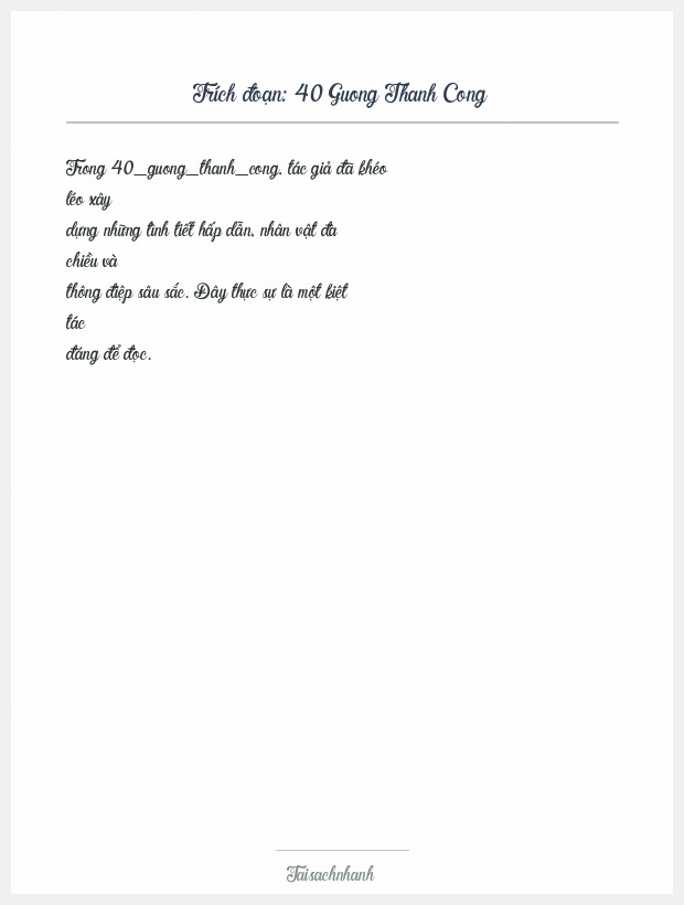 Trích đoạn 40 Guong Thanh Cong