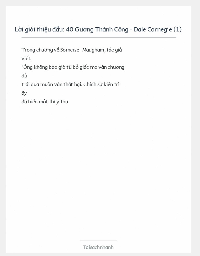 Trích đoạn 40 Gương Thành Công - Dale Carnegie (1)