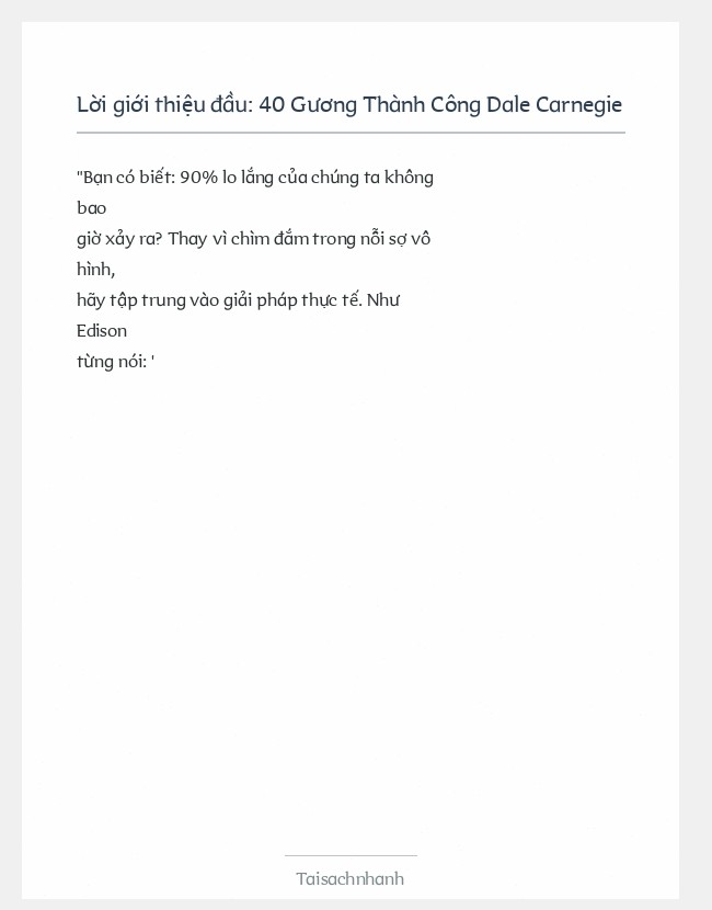 Trích đoạn 40 Gương Thành Công Dale Carnegie
