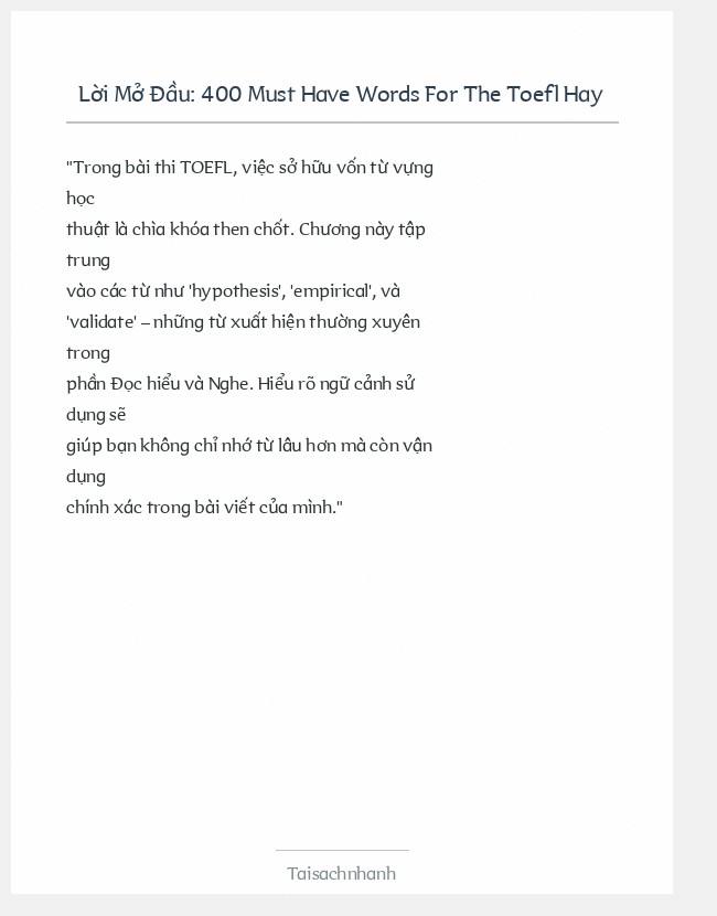 Trích đoạn 400 Must Have Words For The Toefl Hay