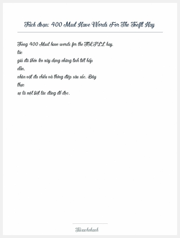 Trích đoạn 400 Must Have Words For The Toefll Hay