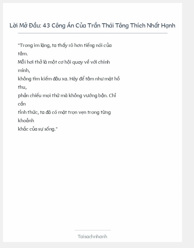 Trích đoạn 43 Công Án Của Trần Thái Tông Thích Nhất Hạnh