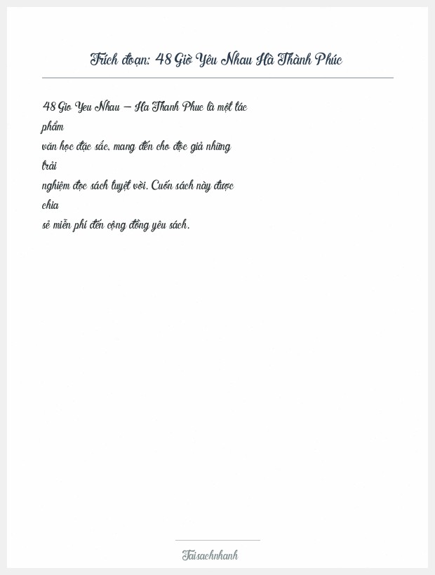 Trích đoạn 48 Giờ Yêu Nhau Hà Thành Phúc