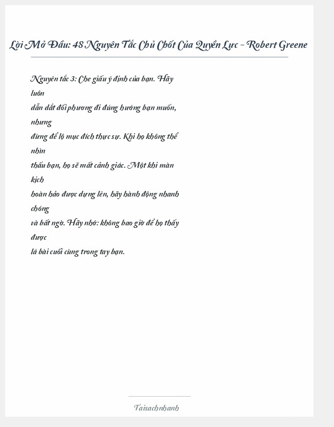 Trích đoạn 48 Nguyên Tắc Chủ Chốt Của Quyền Lực - Robert Greene