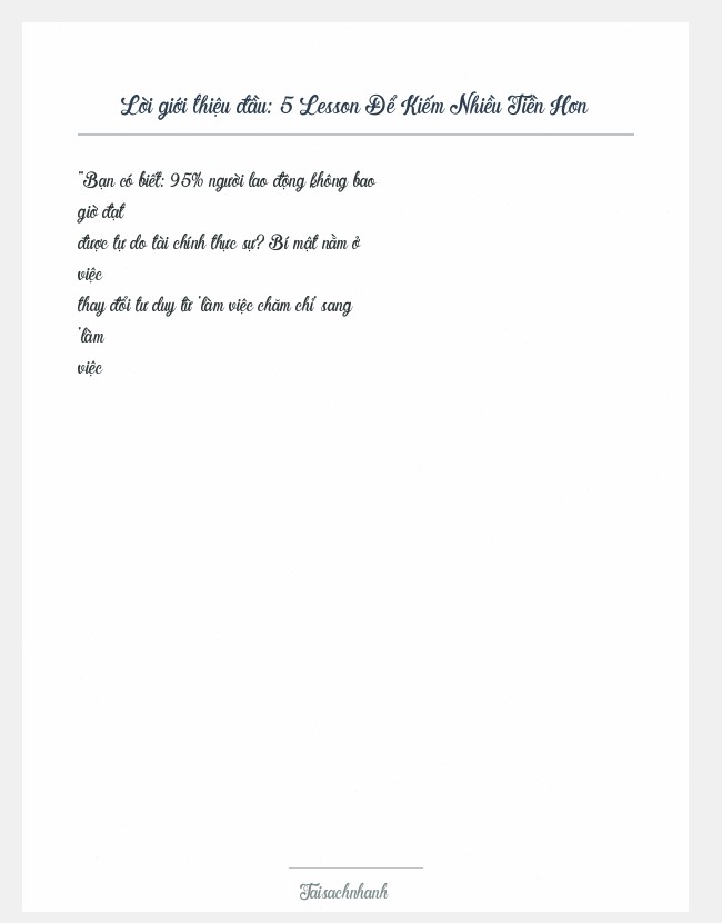 Trích đoạn 5 Lesson Để Kiếm Nhiều Tiền Hơn