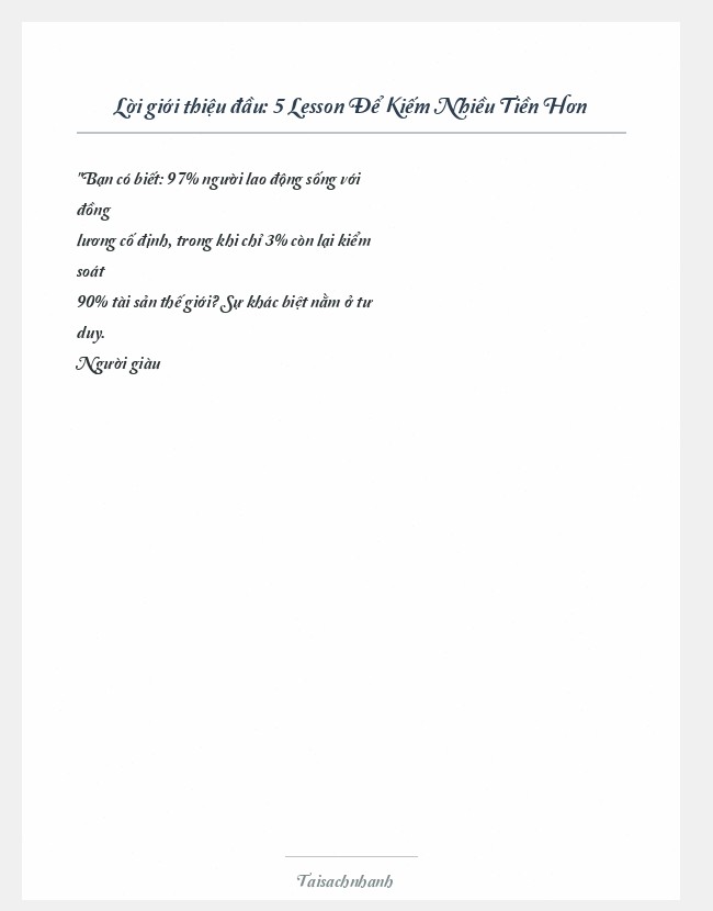 Trích đoạn 5 Lesson Để Kiếm Nhiều Tiền Hơn