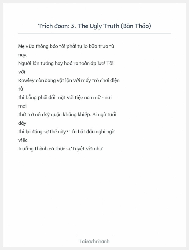 Trích đoạn 5. The Ugly Truth (Bản Thảo)