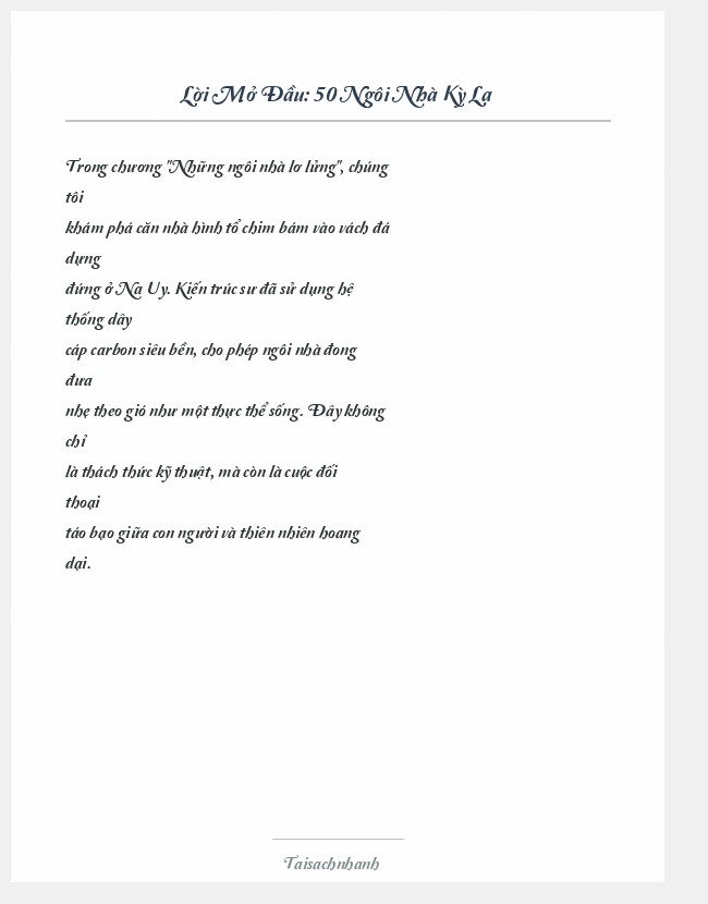 Trích đoạn 50 Ngôi Nhà Kỳ Lạ