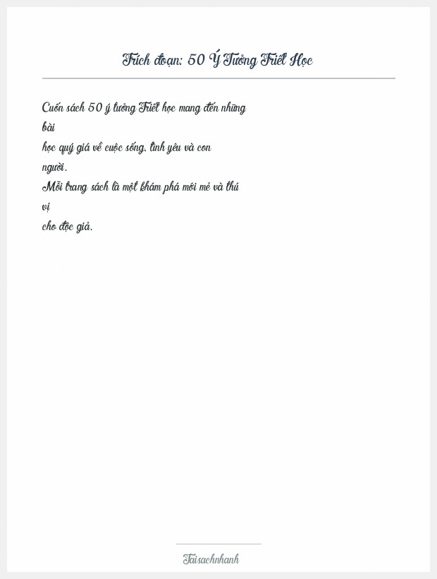 Trích đoạn 50 Ý Tưởng Triết Học