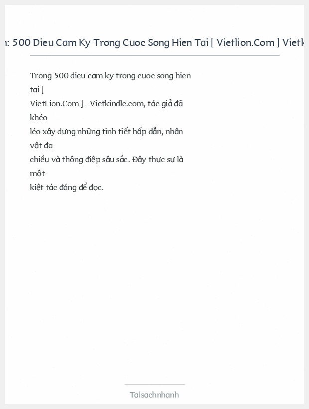 Trích đoạn 500 Dieu Cam Ky Trong Cuoc Song Hien Tai [ Vietlion.Com ] Vietkindle.Com