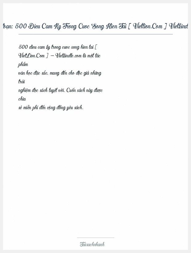 Trích đoạn 500 Dieu Cam Ky Trong Cuoc Song Hien Tai [ Vietlion.Com ] Vietkindle.Com