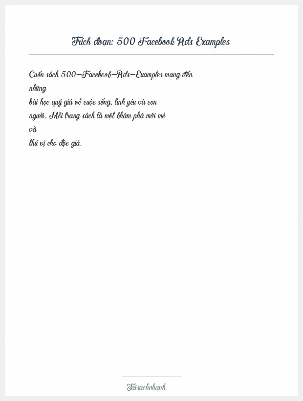 Trích đoạn 500 Facebook Ads Examples