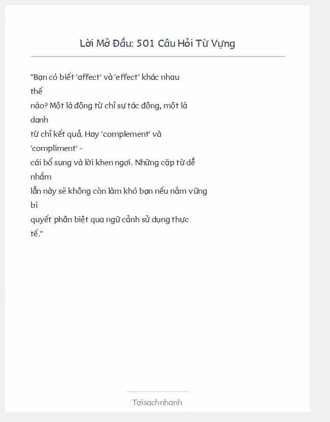 Trích đoạn 501 Câu Hỏi Từ Vựng