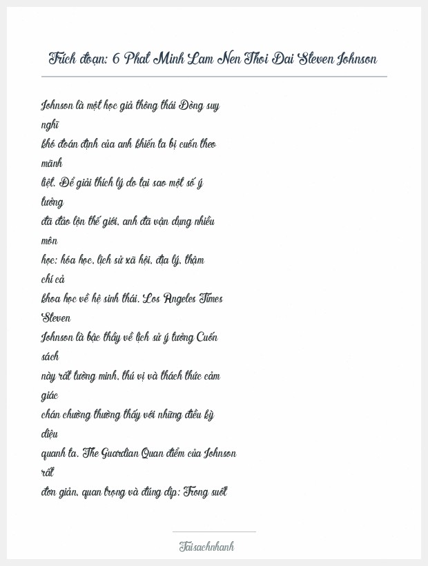 Trích đoạn 6 Phat Minh Lam Nen Thoi Dai Steven Johnson