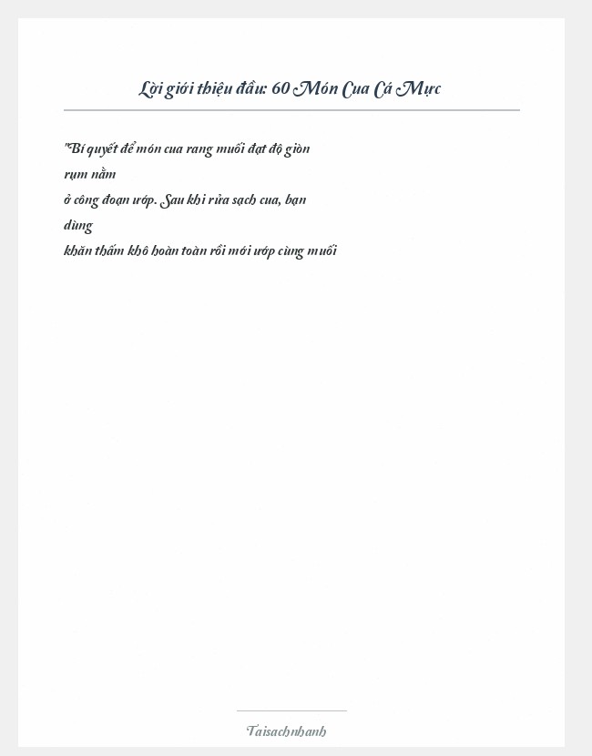 Trích đoạn 60 Món Cua Cá Mực
