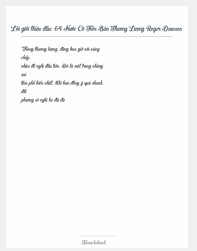 Trích đoạn 64 Nước Cờ Trên Bàn Thương Lượng Roger Dawson