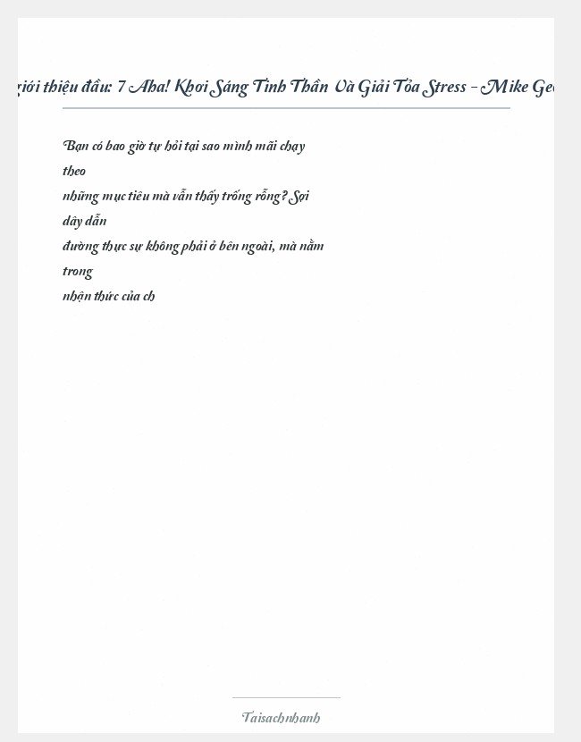Trích đoạn 7 Aha! Khơi Sáng Tinh Thần Và Giải Tỏa Stress - Mike George