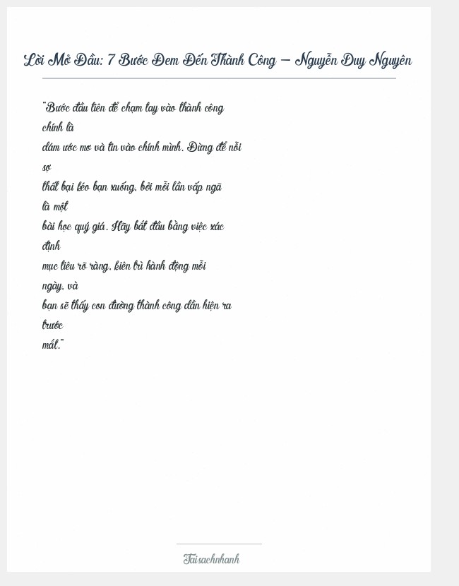 Trích đoạn 7 Bước Đem Đến Thành Công - Nguyễn Duy Nguyên