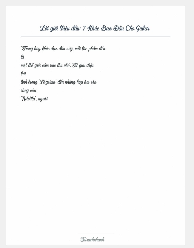 Trích đoạn 7 Khúc Dạo Đầu Cho Guitar