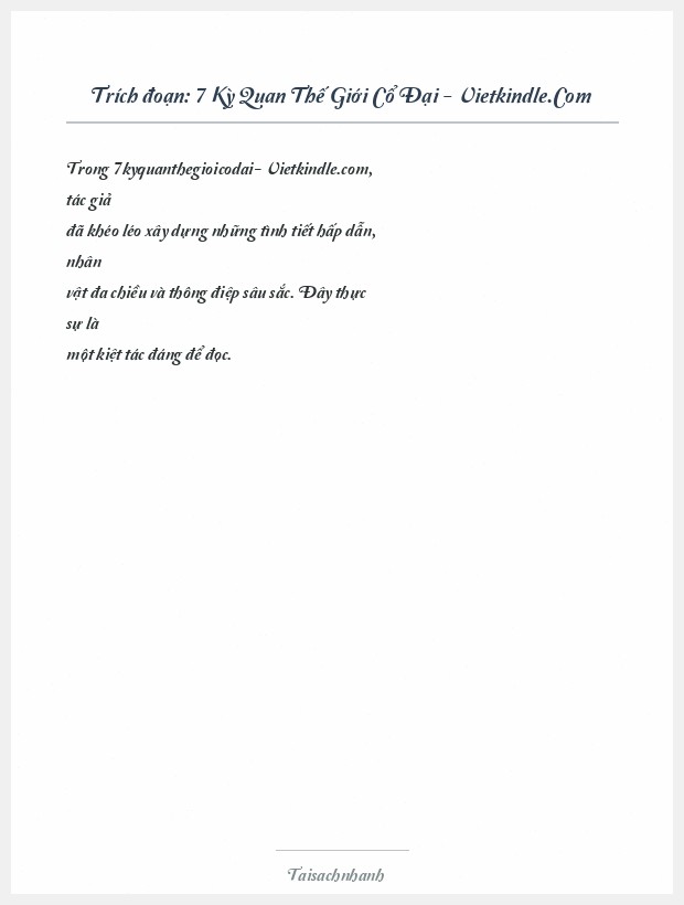 Trích đoạn 7 Kỳ Quan Thế Giới Cổ Đại - Vietkindle.Com