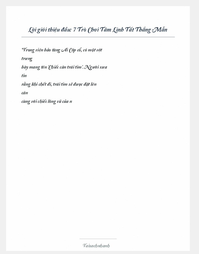 Trích đoạn 7 Trò Chơi Tâm Linh Tất Thắng Mẫn