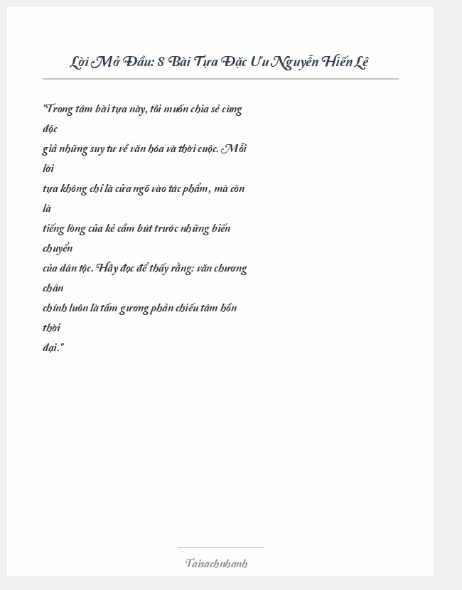 Trích đoạn 8 Bài Tựa Đặc Ưu Nguyễn Hiến Lê