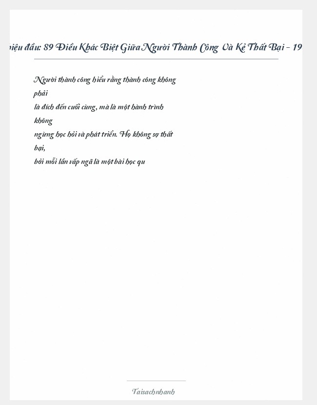 Trích đoạn 89 Điều Khác Biệt Giữa Người Thành Công Và Kẻ Thất Bại - 1980 Books