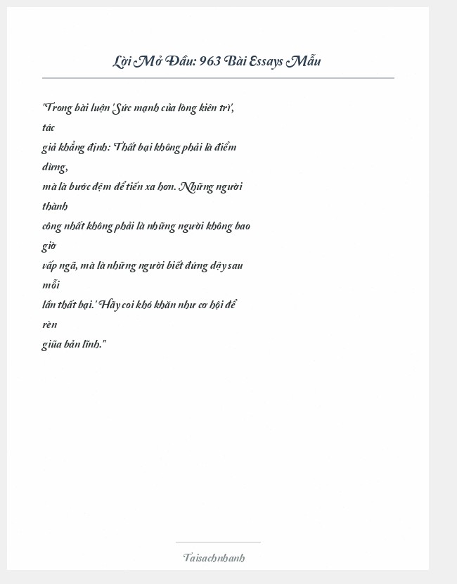 Trích đoạn 963 Bài Essays Mẫu