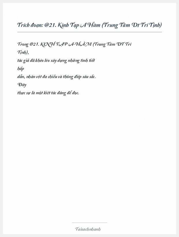 Trích đoạn @21. Kinh Tạp A Hàm (Trung Tâm Dt Trí Tịnh)
