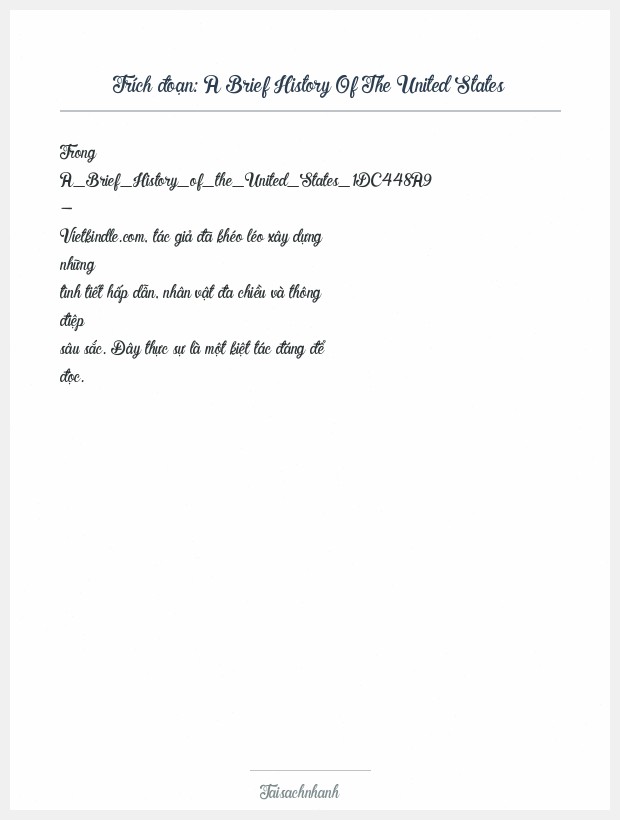 Trích đoạn A Brief History Of The United States