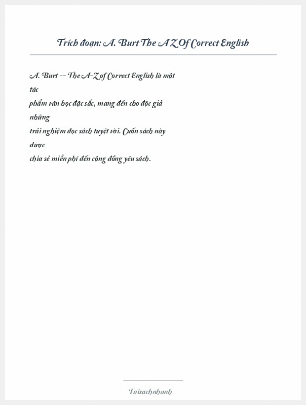 Trích đoạn A. Burt The A Z Of Correct English