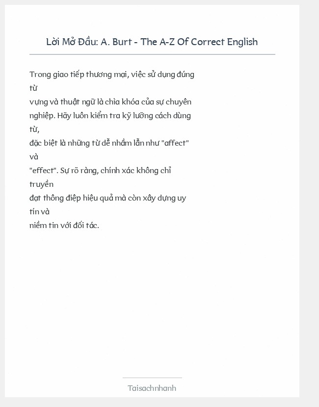Trích đoạn A. Burt - The A-Z Of Correct English
