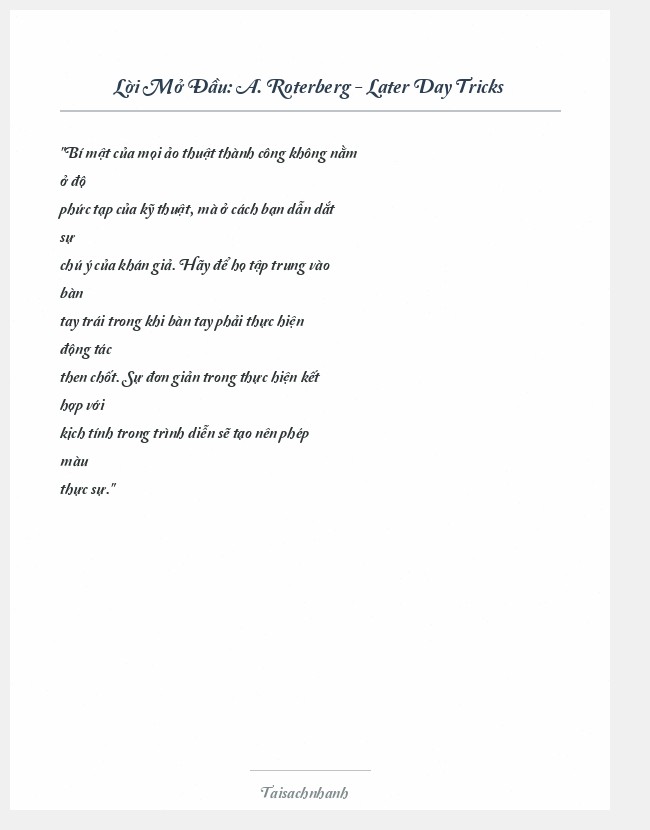 Trích đoạn A. Roterberg - Later Day Tricks