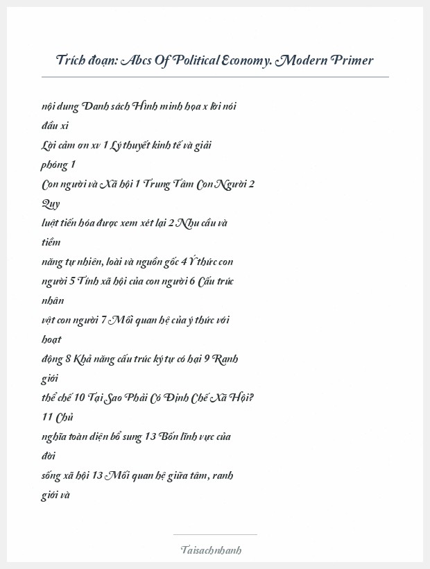 Trích đoạn Abcs Of Political Economy. Modern Primer