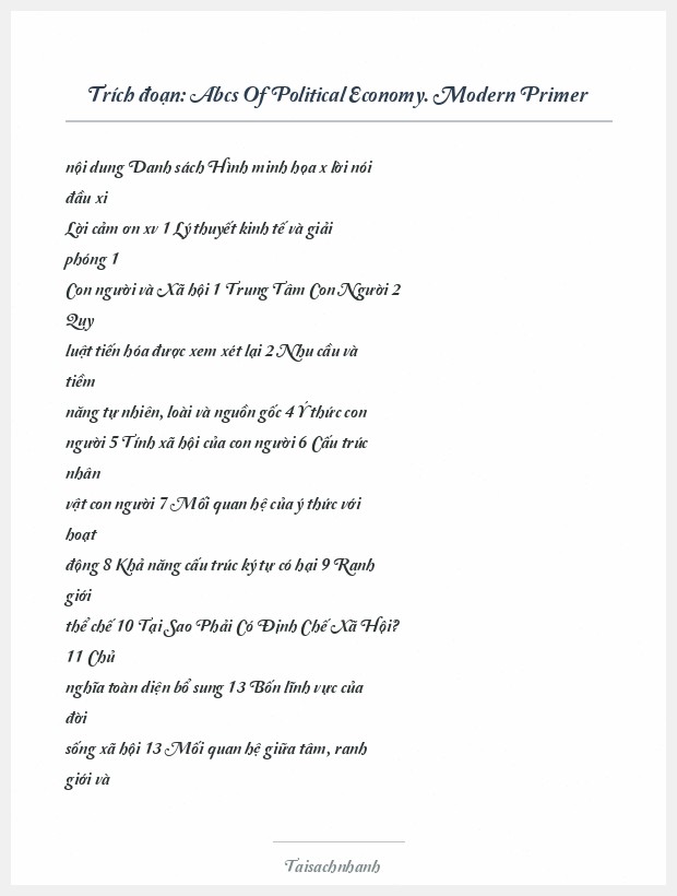 Trích đoạn Abcs Of Political Economy. Modern Primer