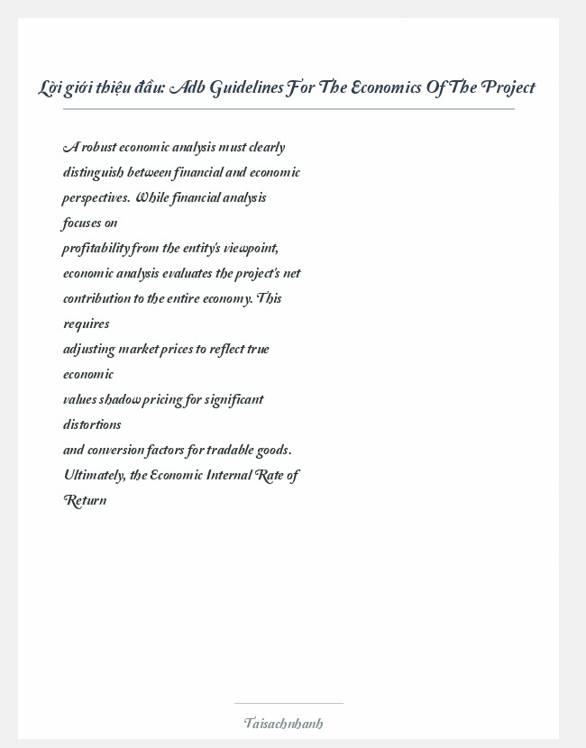 Trích đoạn Adb Guidelines For The Economics Of The Project