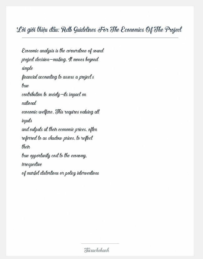Trích đoạn Adb Guidelines For The Economics Of The Project