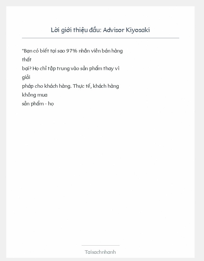 Trích đoạn Advisor Kiyosaki