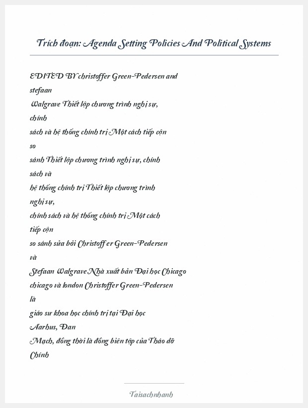 Trích đoạn Agenda Setting Policies And Political Systems