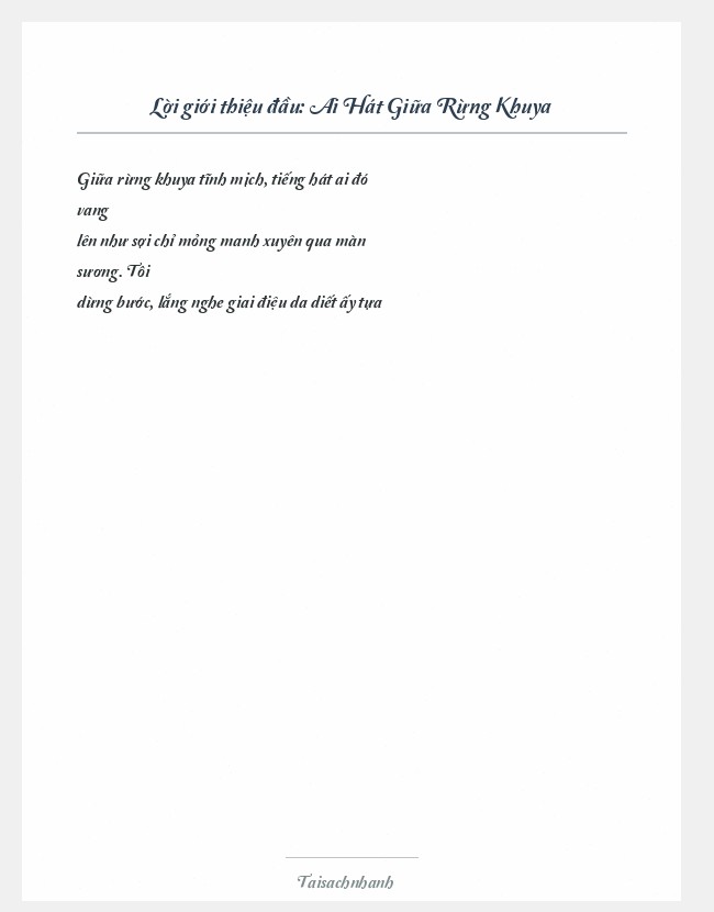 Trích đoạn Ai Hát Giữa Rừng Khuya