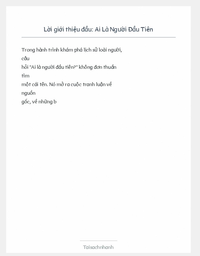 Trích đoạn Ai Là Người Đầu Tiên