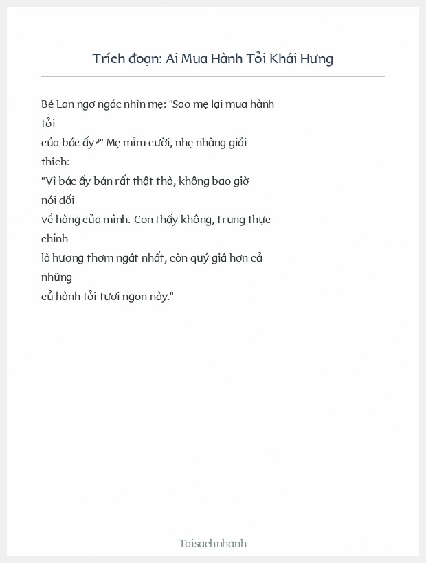 Trích đoạn Ai Mua Hành Tỏi Khái Hưng