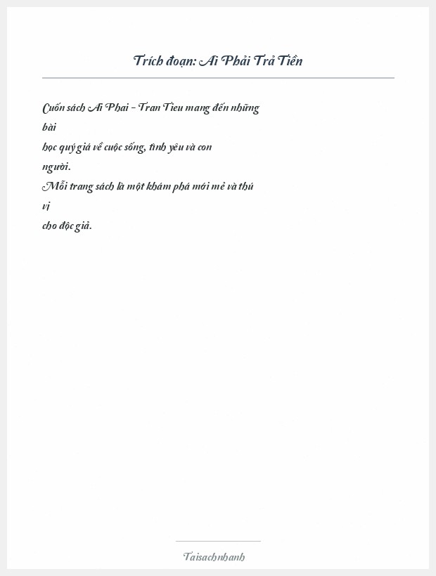 Trích đoạn Ai Phải Trả Tiền